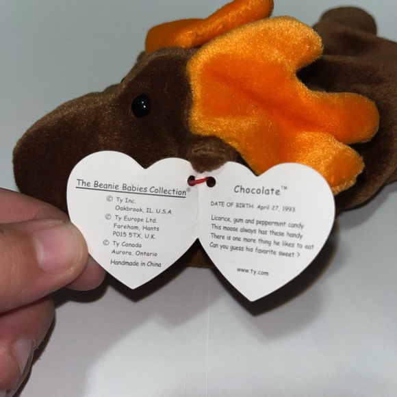 Ty Chocolate Moose - Original Beanie Baby - with one Rare Tag Errors, Born: 1993 - Picture 2 of 5